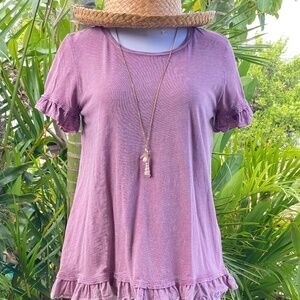 Style & Co. Purple Ruffle Sleeve Blouse